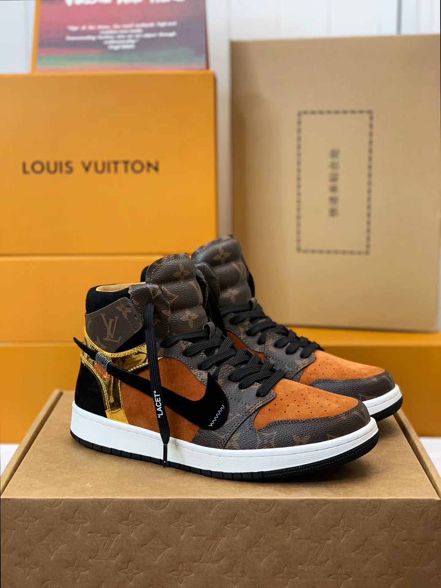 LOUIS VUITTON × NIKE AIR FORCE 1 Sneaker High-tops Size Opition Select