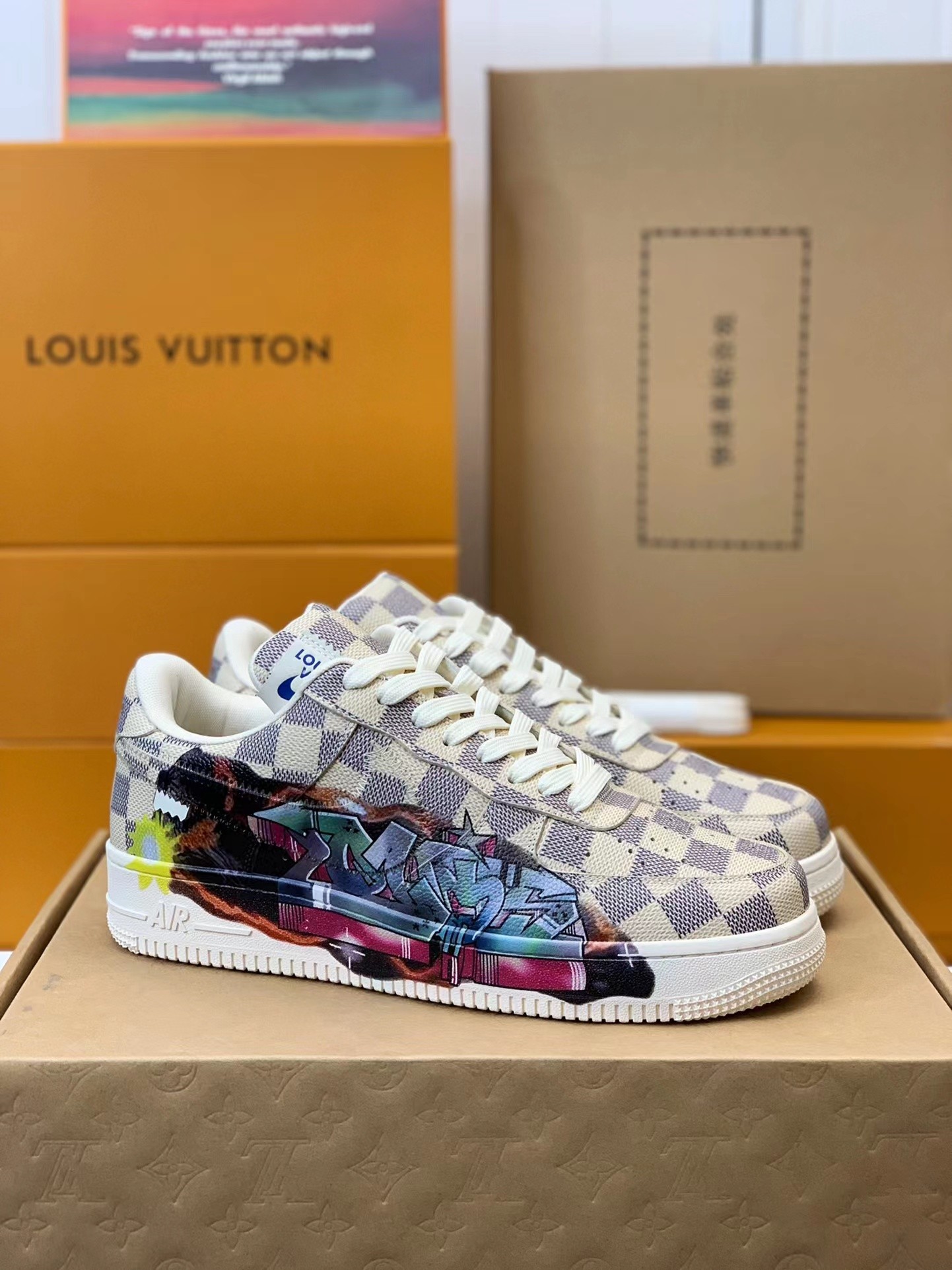 LOUIS VUITTON × NIKE AIR FORCE 1 Sneaker Size Opition Select