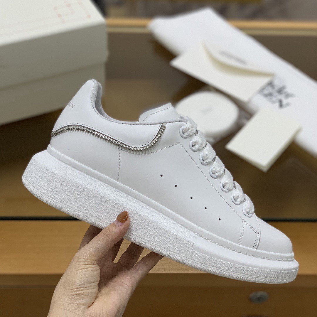 Alexander McQueen MQ All white zip Sneakers  W US5.5=EUR36=CM23