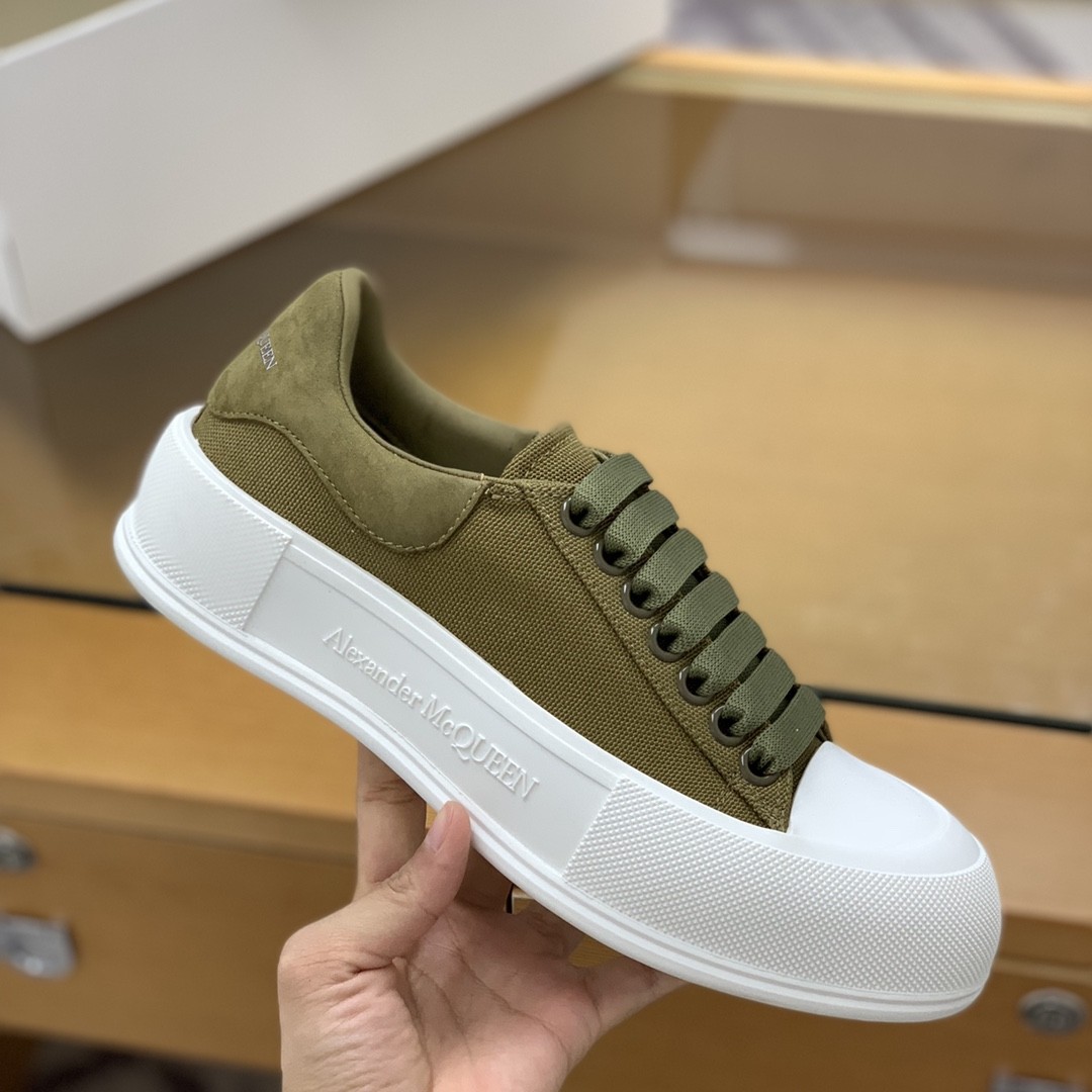 Alexander McQueen MQ olive green velvet tail Sneakers  W US5.5=EUR36=CM23