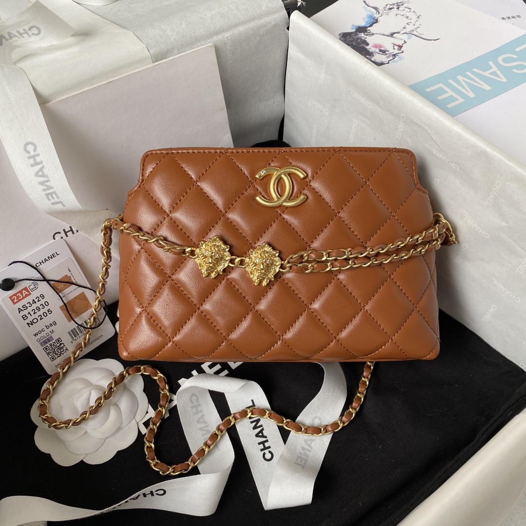 ​Chanel 23A Golden Little Lion Chain Bag AP3429, Top Quality   Size: 19 * 13 * 8cm