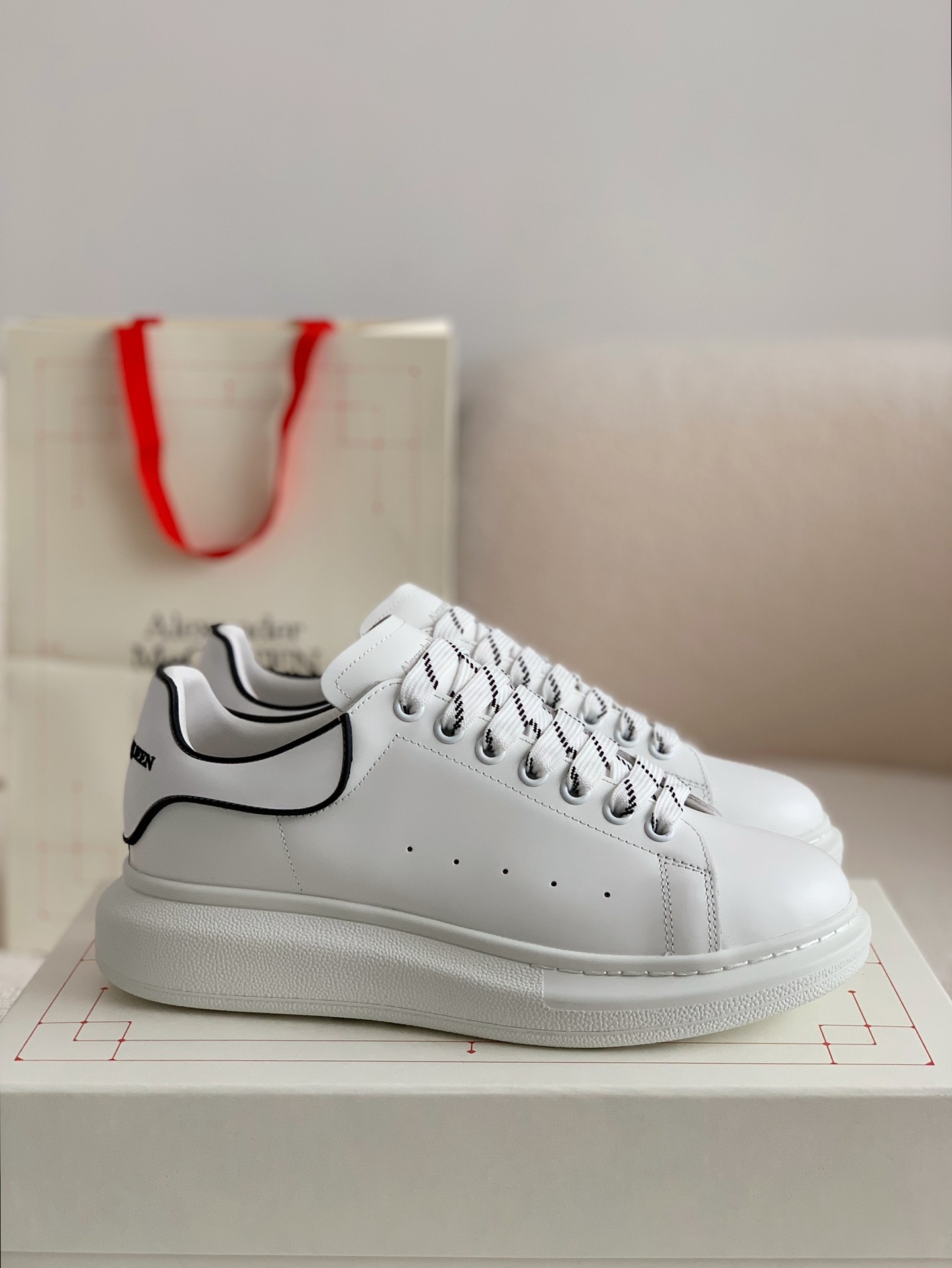 Alexander McQueen MQ white film tail Sneakers  W US5.5=EUR36=CM23