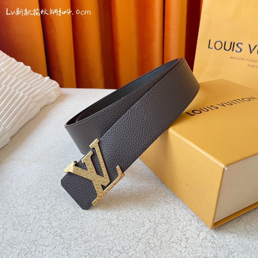 Louis Vuitton New pattern steel buckle 4.0cm Belt 000150 1（65-73cm）