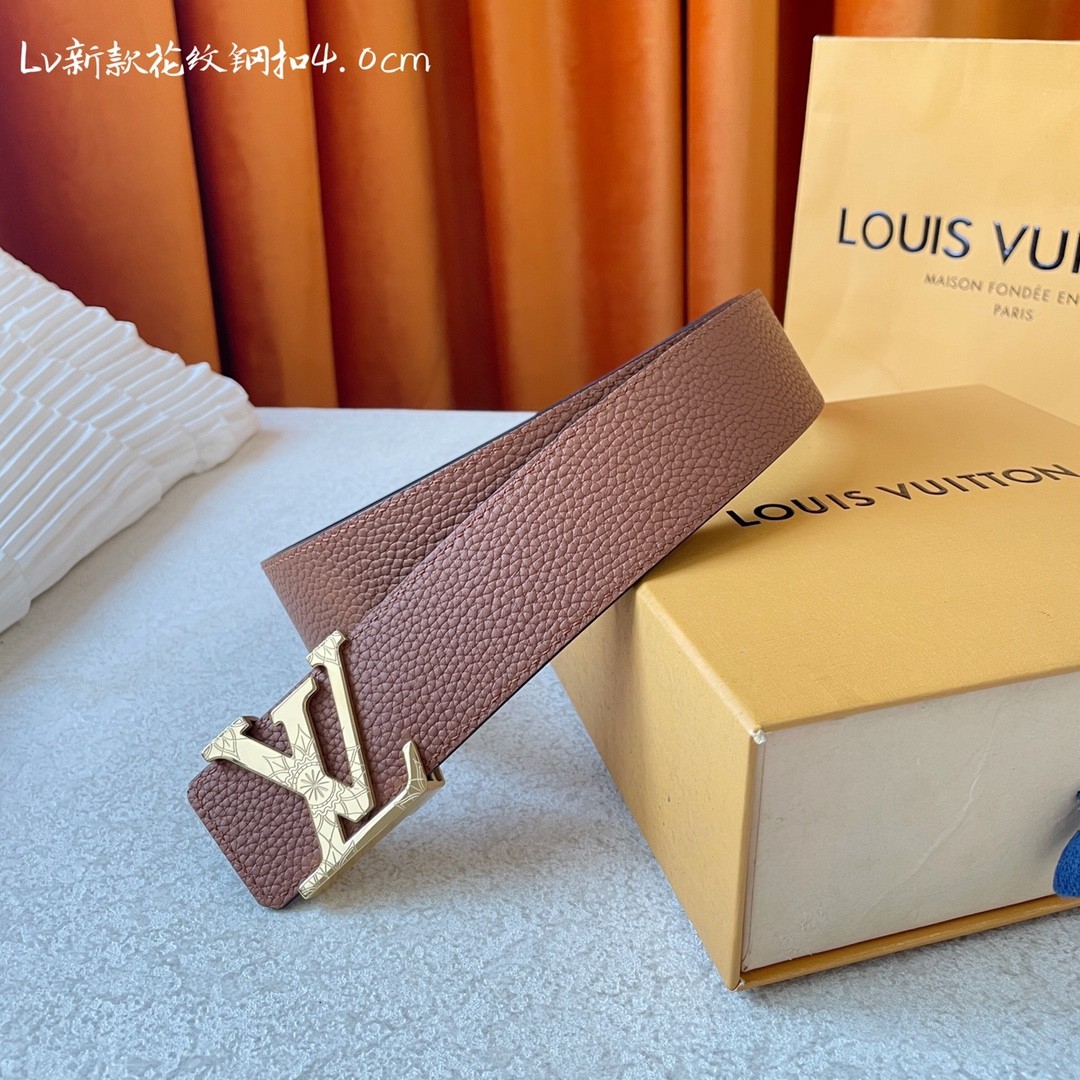 Louis Vuitton New pattern steel buckle 4.0cm Belt 000150 1（65-73cm）