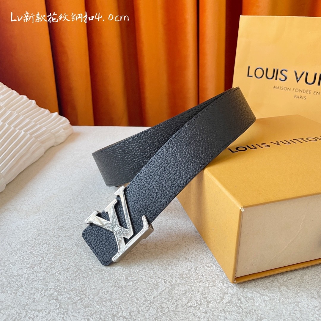 Louis Vuitton New pattern steel buckle 4.0cm Belt 000150 1（65-73cm）