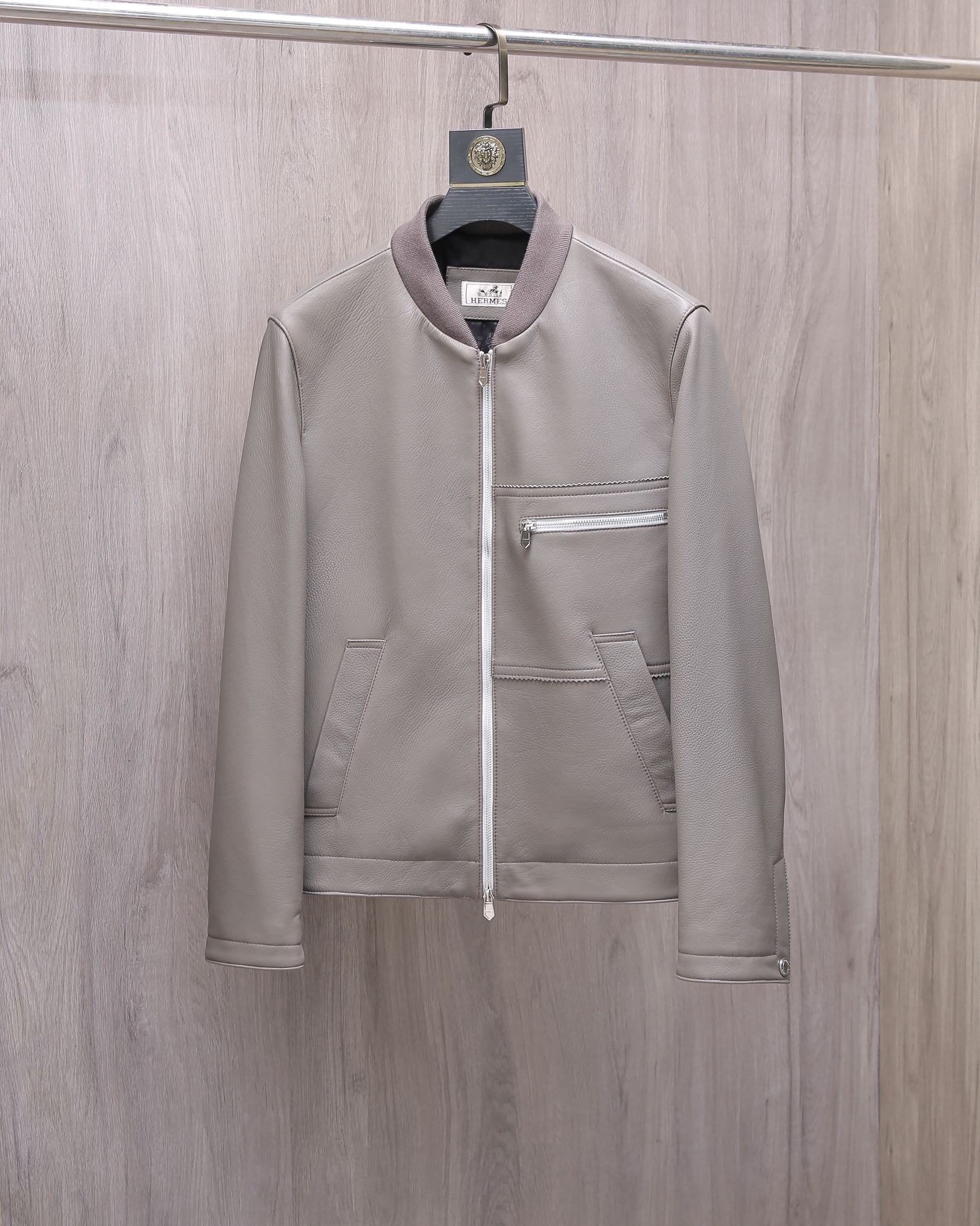 Hermès Collector's style jacket in pebbled lambskin 195cm 100kg