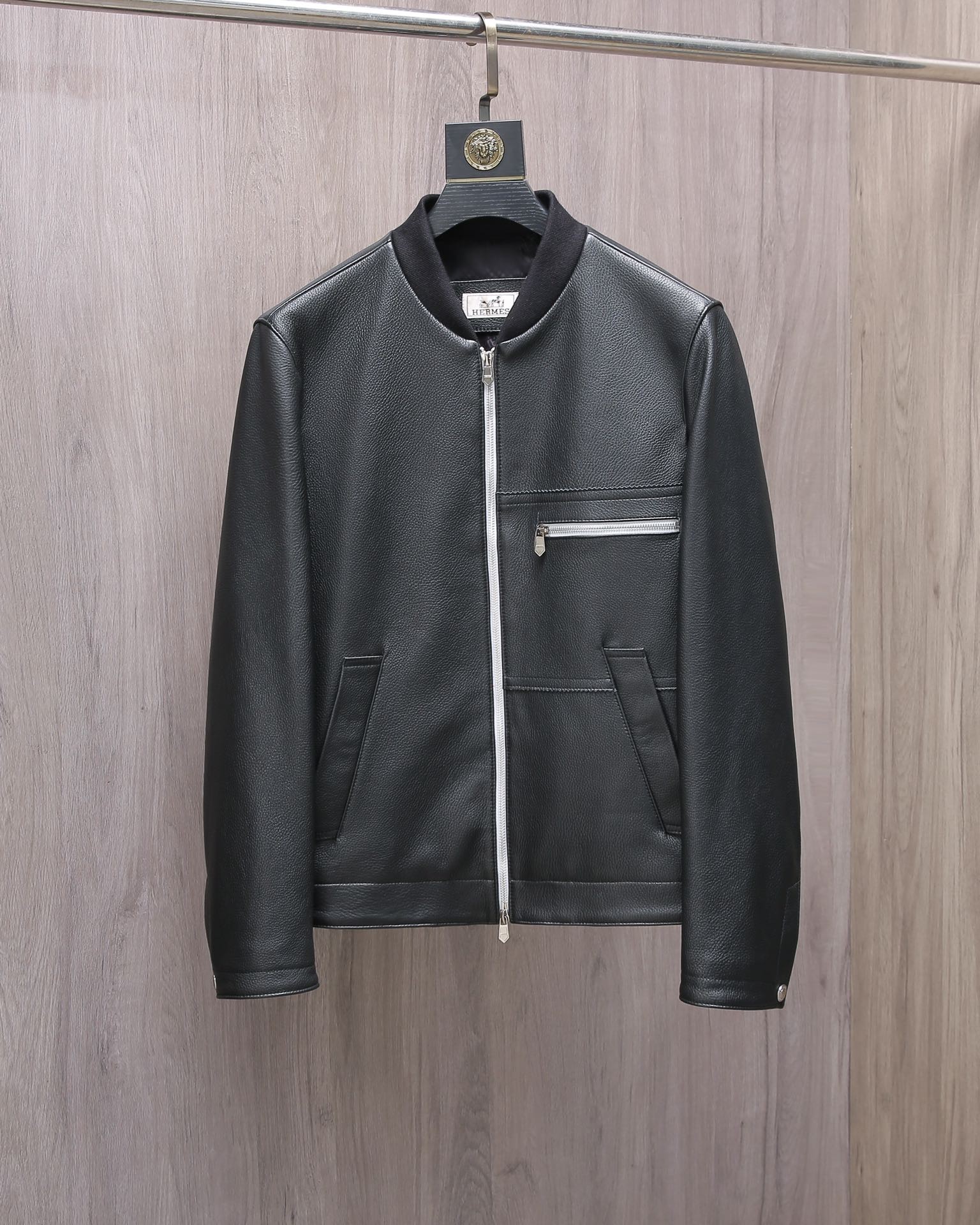 Hermès Collector's style jacket in pebbled lambskin 195cm 100kg