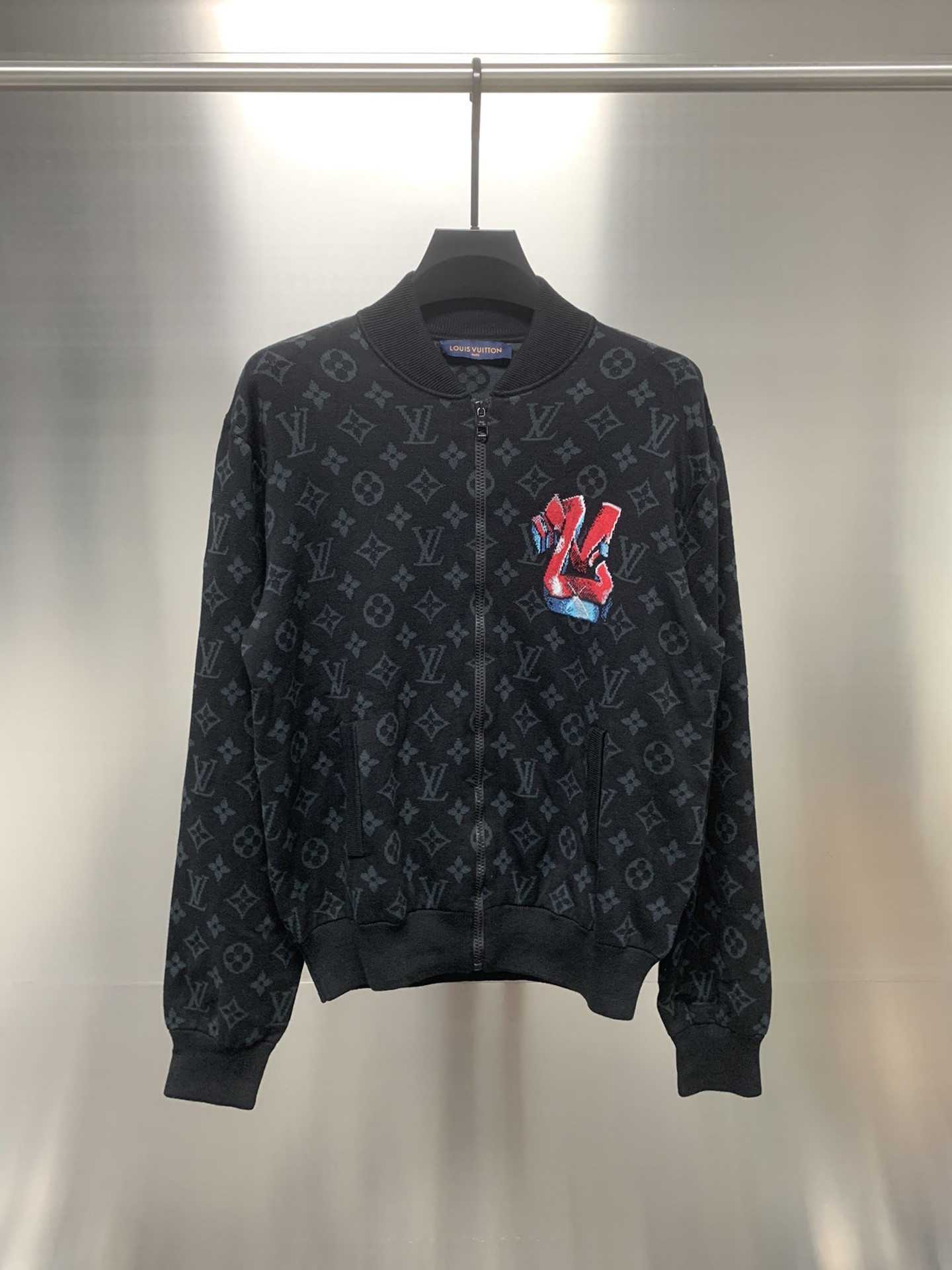 Louis Vuitton graffiti jacquard knit zipped jacket XS