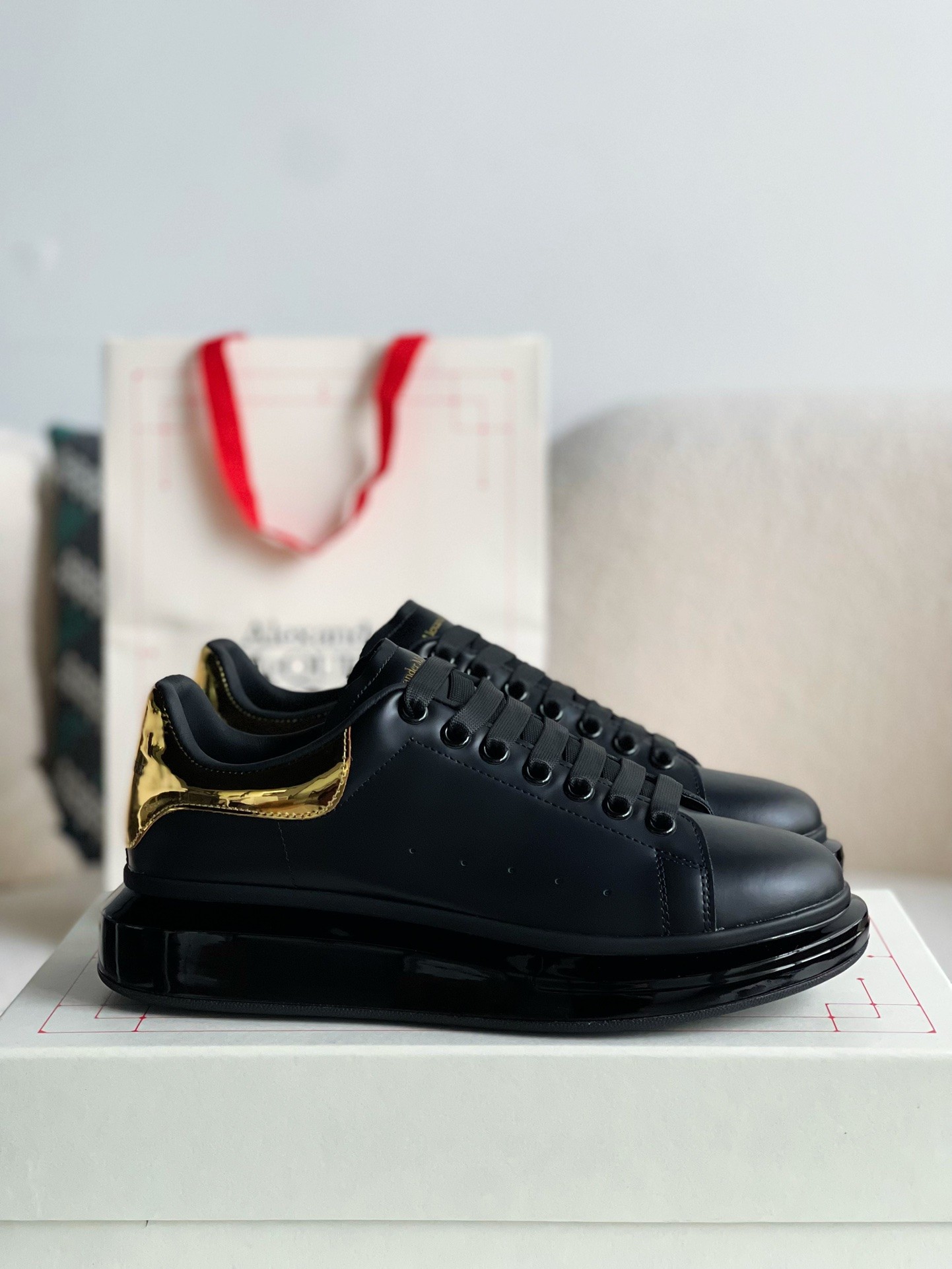 Alexander McQueen MQ golden cowhide tail Air cushion bottom Sneakers  W US5.5=EUR36=CM23