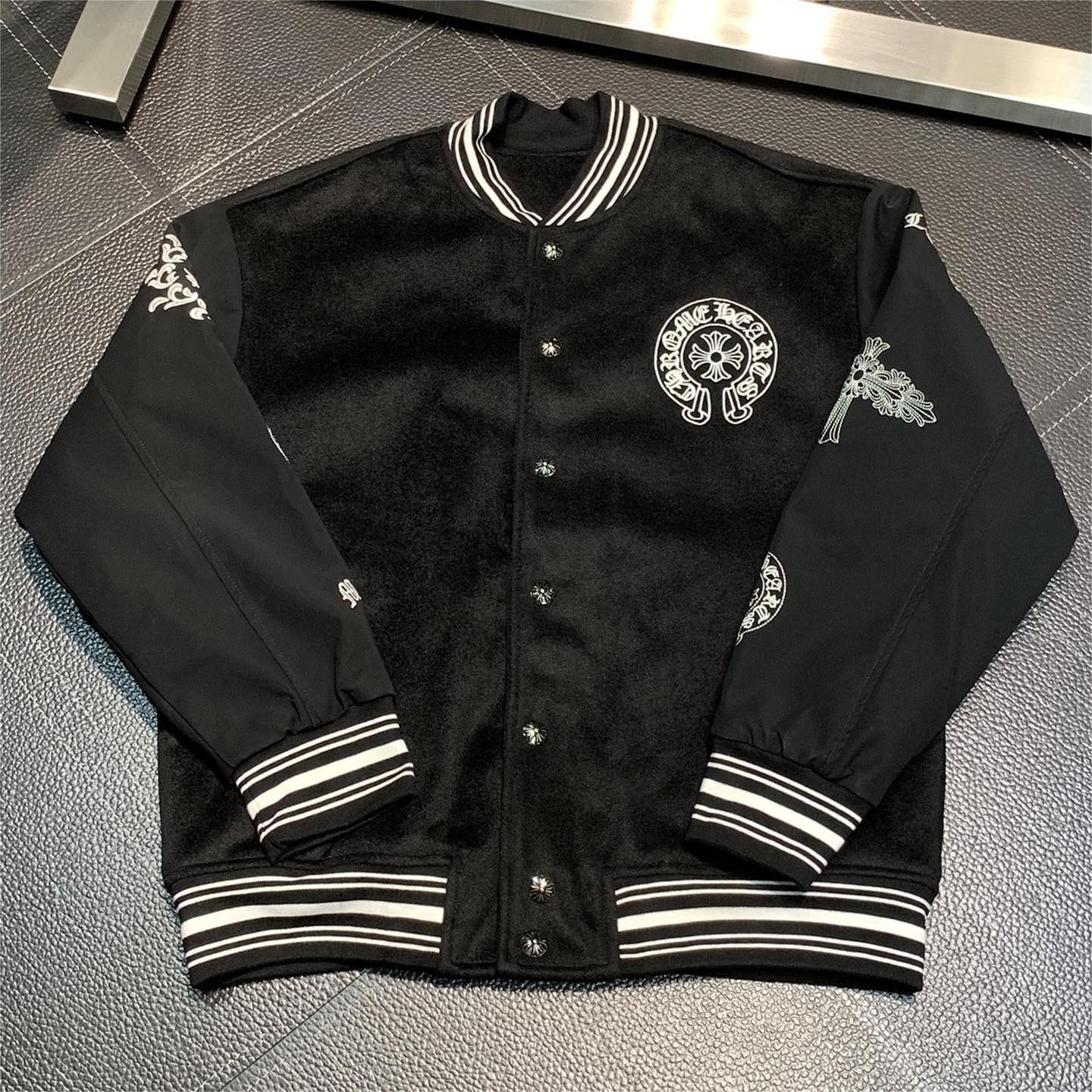 Chrome Hearts Embroidered patchwork wool baseball jacket 195cm 100kg