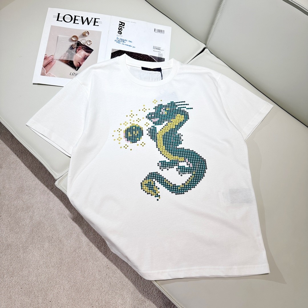 Louis Vuitton 24ss Spring Dragon Year Limited Cotton T-shirt 100kg≈220 pounds 195cm ≈ 6 feet 5 inches