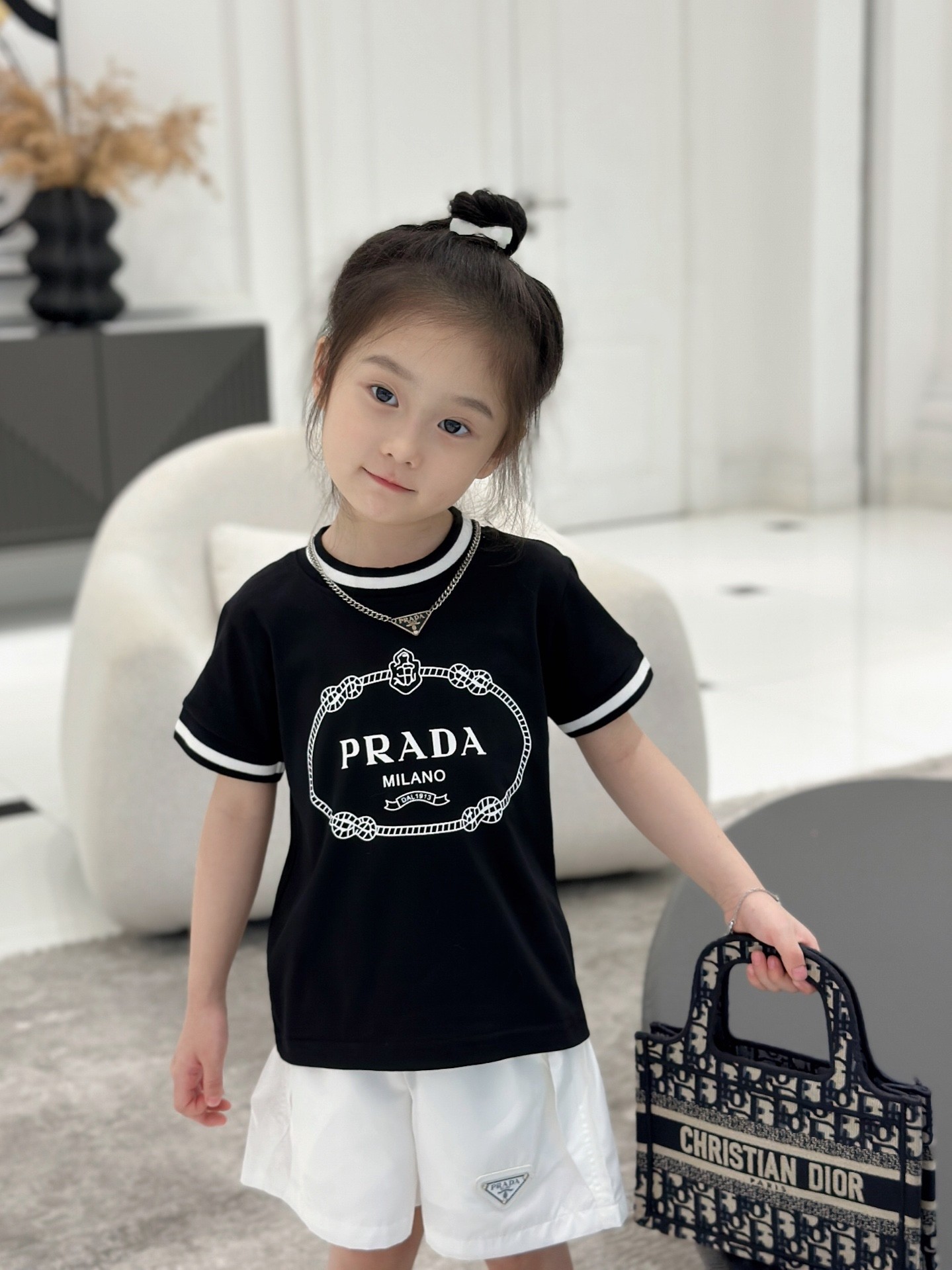 Prada new summer girls' T-shirt suit 141~160cm = 56~63 inches