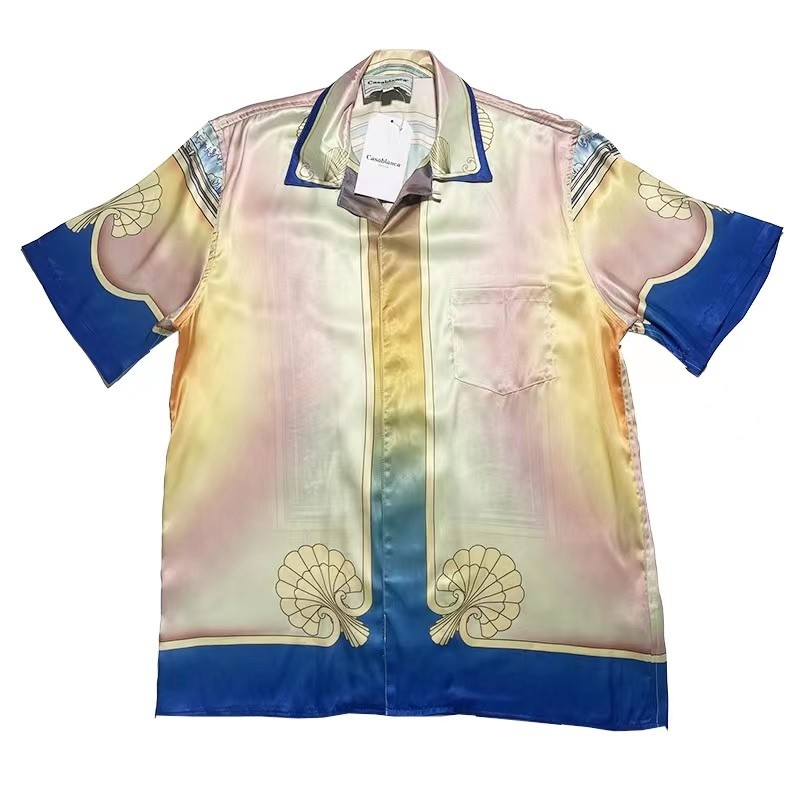 Casablanca dream beach silk color printed shirt expensive summer street shirt 100kg≈220 pounds 195cm ≈ 6 feet 5 inches