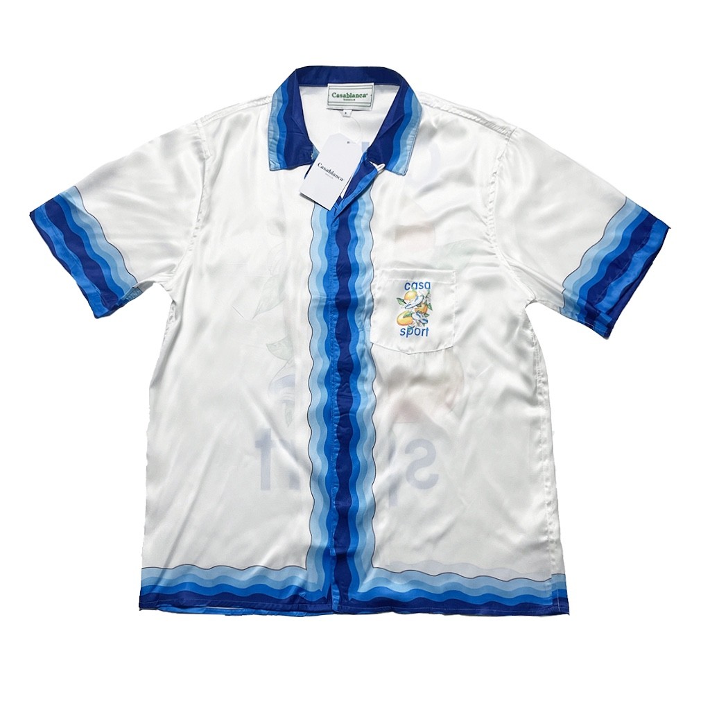 Casablanca 23SS white cactus tennis court shirt 100kg≈220 pounds 195cm ≈ 6 feet 5 inches