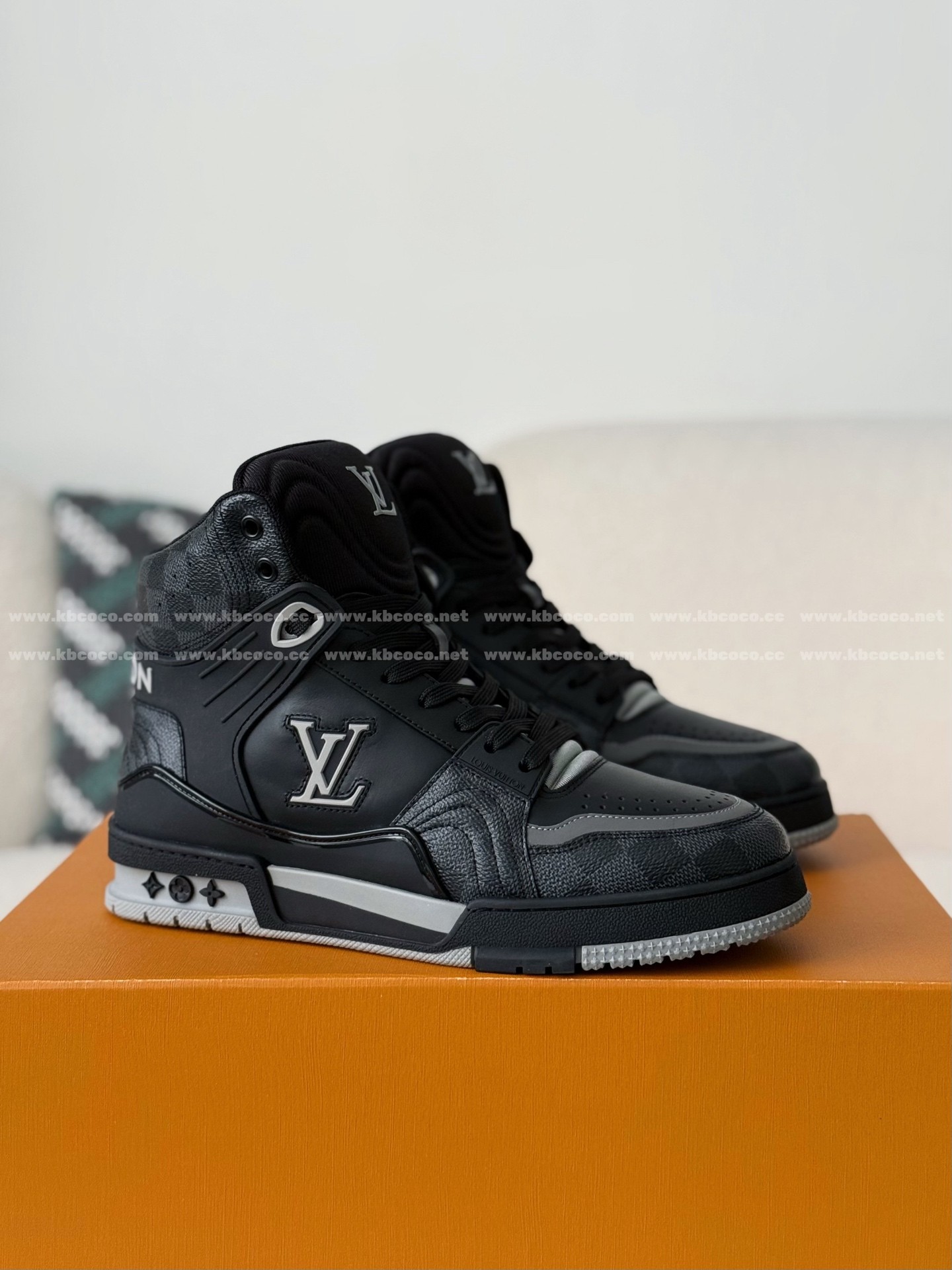「#6254」Louis Vuitton Trainer Classic Printed High-Top Sneakers