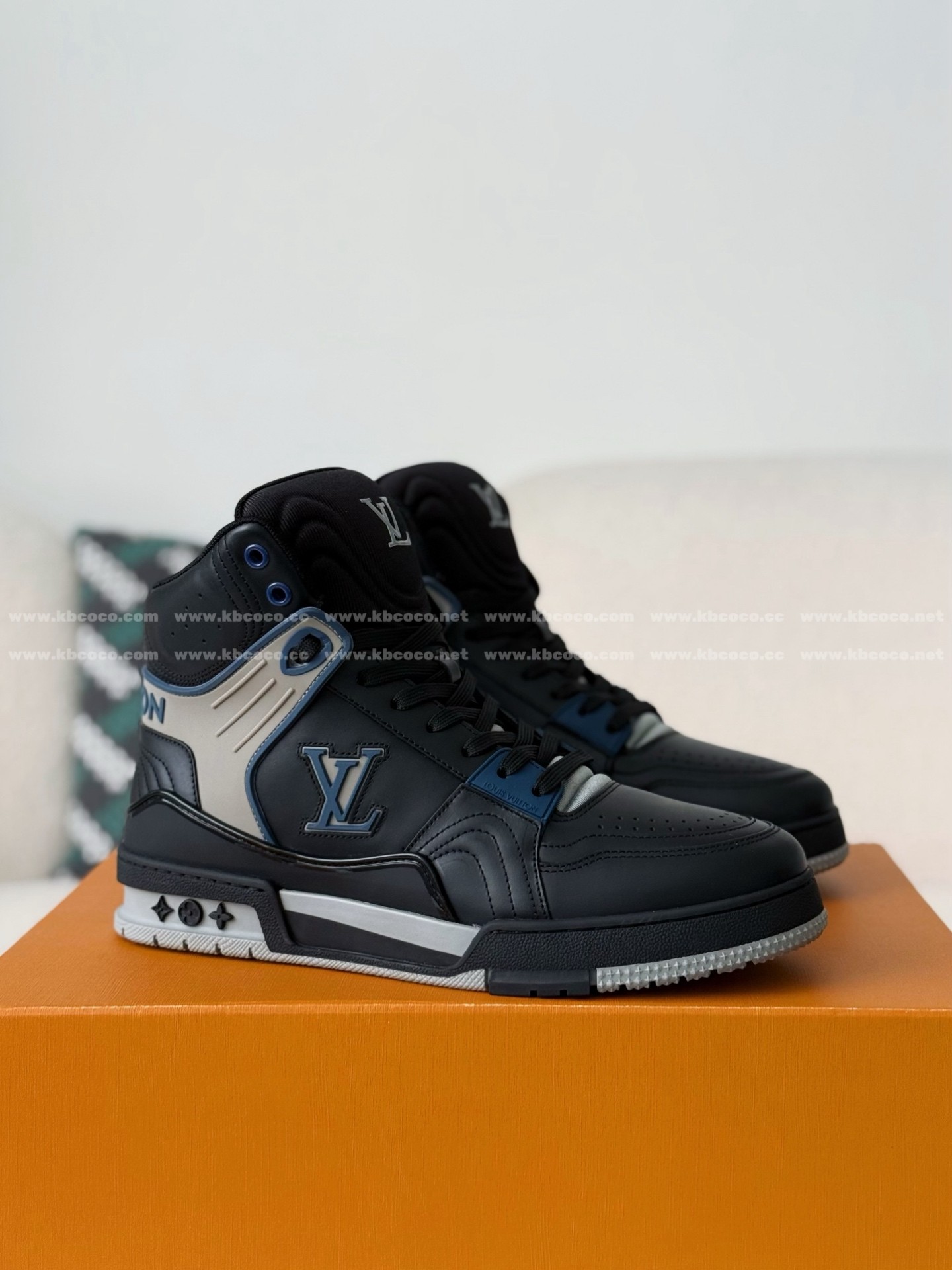 「#6255」Louis Vuitton Trainer Classic Printed High-Top Sneakers
