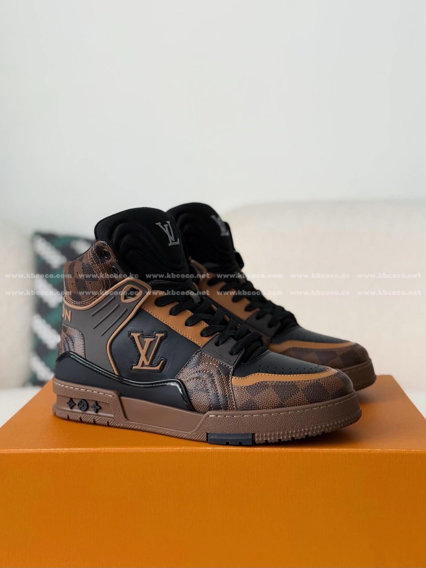 「#6256」Louis Vuitton Trainer Classic Printed High-Top Sneakers