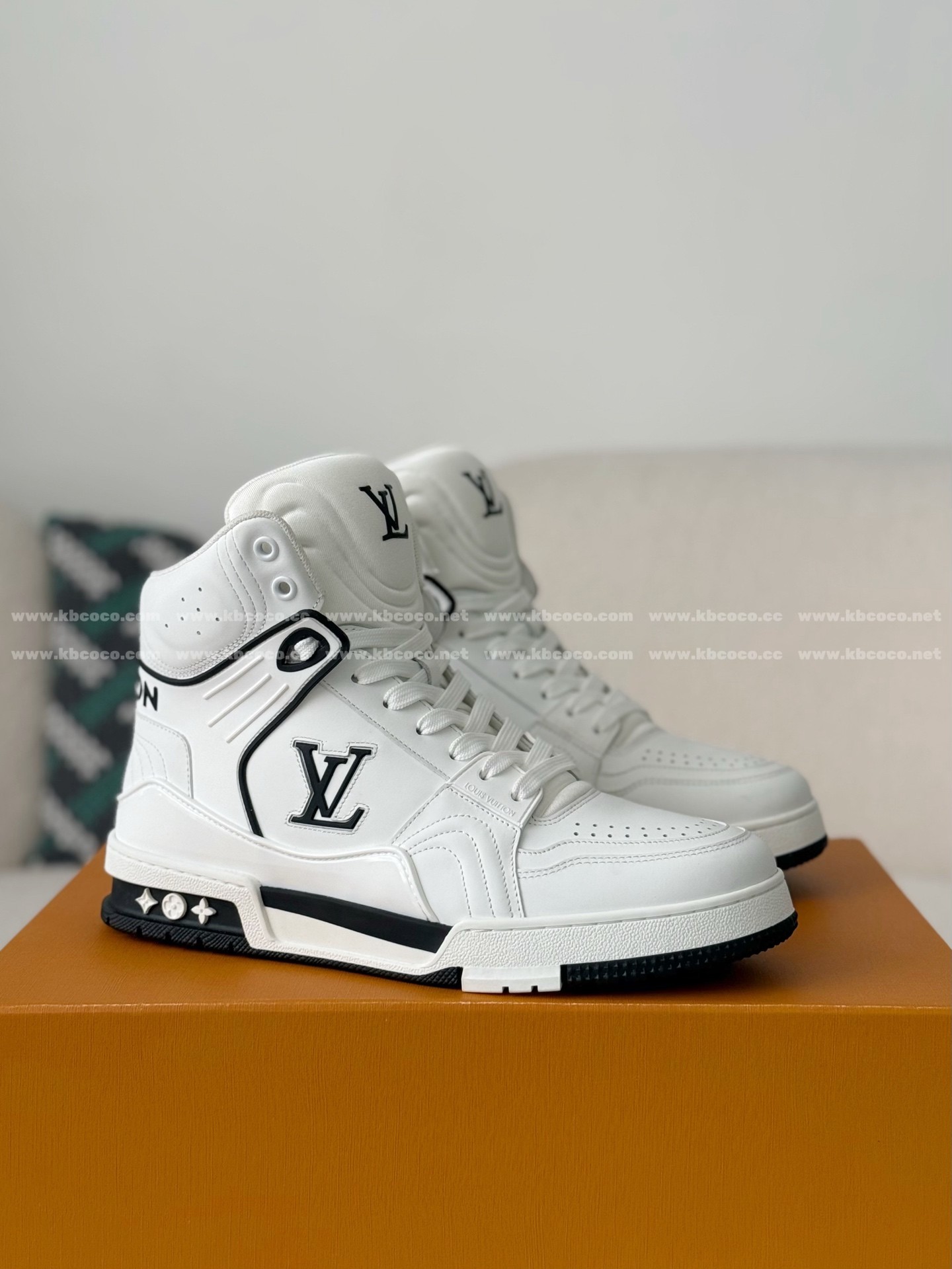 「#6258」Louis Vuitton Trainer Classic Printed High-Top Sneakers