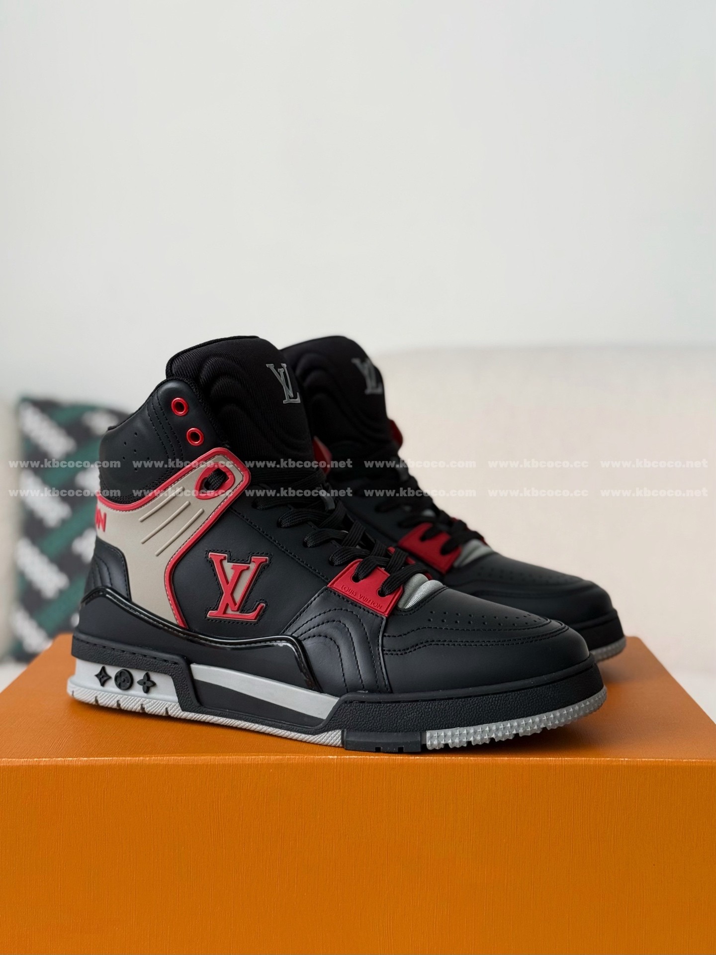 「#6259」Louis Vuitton Trainer Classic Printed High-Top Sneakers